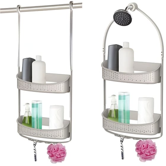 Ραφιέρα Μπάνιου Spitishop Πλαστική Διπλή 31.5x11x70cm - Λευκό image 1