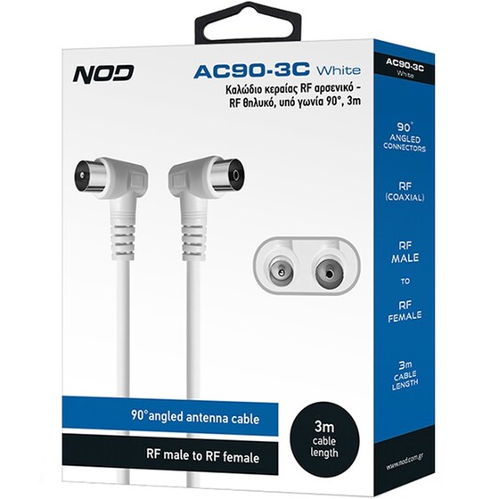 NOD Καλώδιο Κεραίας AC90-3C 1x RF Male σε 1x RF Female 3 m Λευκό image 3