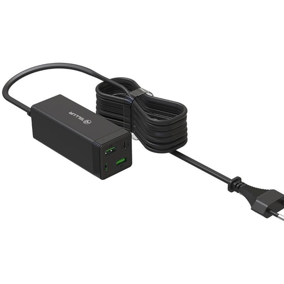 Φορτιστής  Laptop Tellur Universal 2x USB-C 85W, QC 3.0  2x USB-A 36W- Black (EU/UK/US) image 0