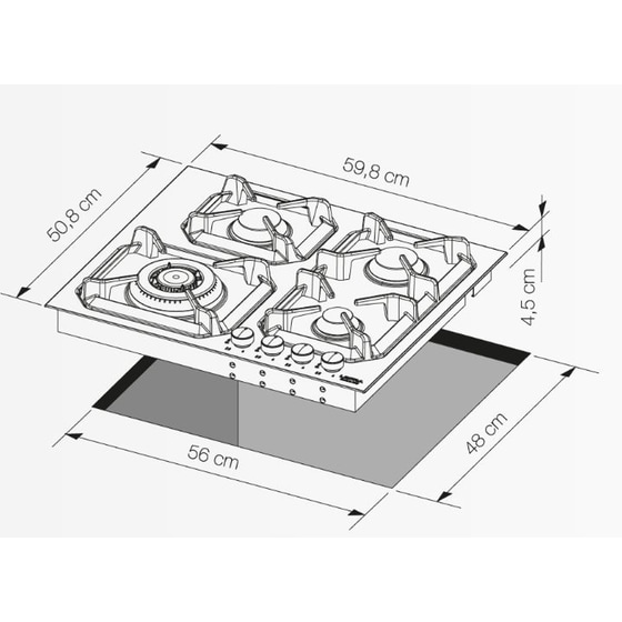 LOFRA HRBP6G0 CHROME 60 cm Λευκό Εστία Αερίου Αυτόνομη image 1