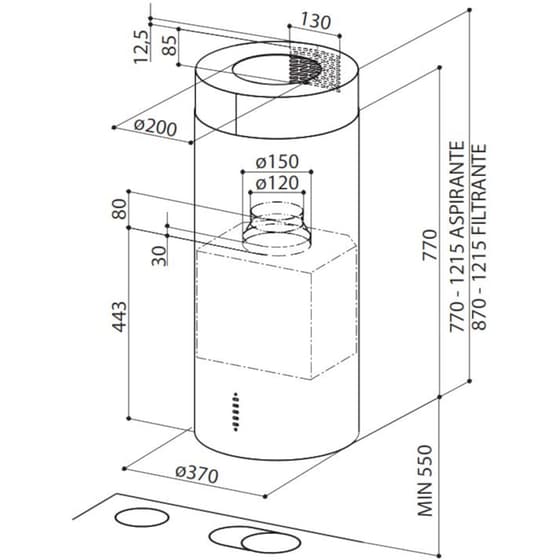 Απορροφητήρας Νησίδα FABER IS4EV8XA37 Cylindra Isola Inox image 1