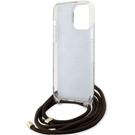 Guess  Quot;4g Logo Collection Quot; Crossbody Hard Case Script Metal Logo Θήκη Προστασίας Από Σιλικόνη Με Λουράκι – Iphone 15 Pro (καφέ – Guhcp15lhc4sew) image 2