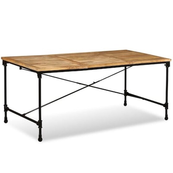 Τραπεζαρία Vidaxl από Μασίφ Ξύλο Μάνγκο 180x90x76 cm - Μαύρο/Καφέ image 4