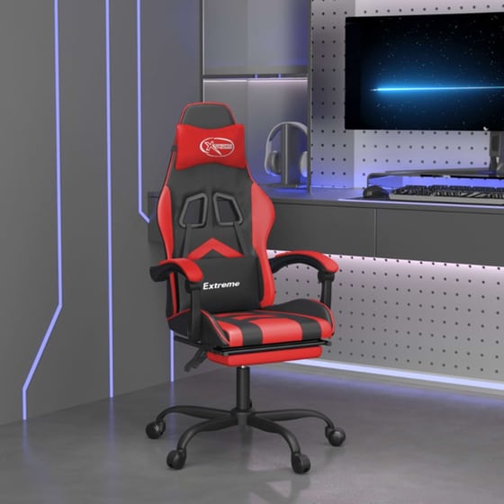 Καρέκλα Gaming VIDAXL 3143903 με Υποπόδιο από Τεχνητό Δέρμα - Μαύρο image 9