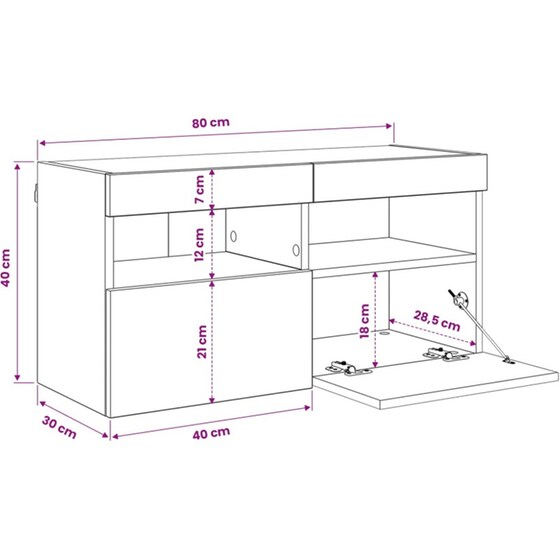 Έπιπλο Τηλεόρασης VidaXL Επιτοίχιο με LED 80 x 30 x 40 cm - Artisan Δρυς image 14
