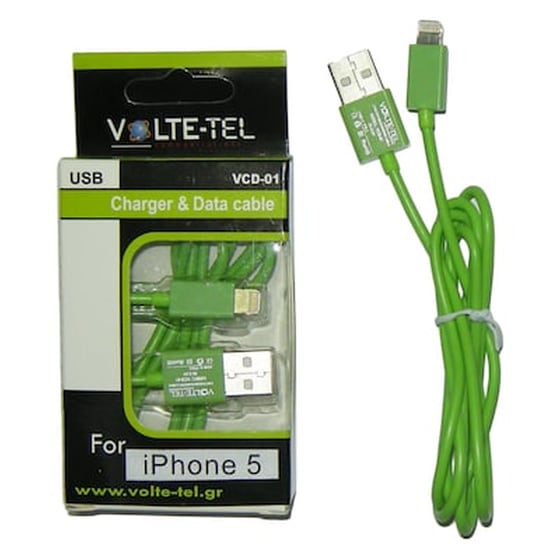Καλώδιο δεδομένων Volte-tel Vcd01 Usb to Lightning 1m - Green image 0