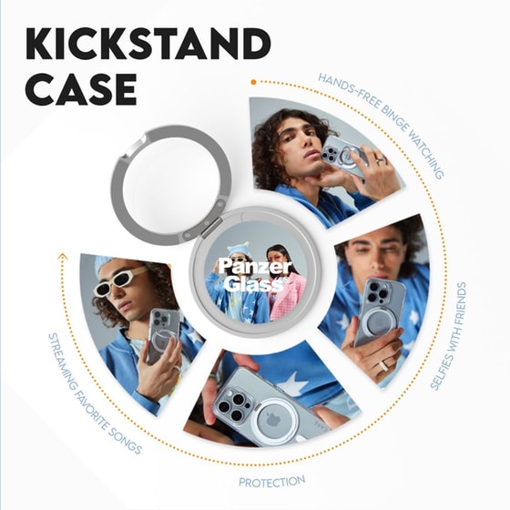 Θήκη Apple iPhone 16 Pro - PanzerGlass MagSafe Kickstand Case - Transparent with Black Stand image 7