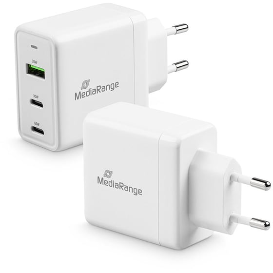 Φορτιστής Πρίζας Mediarange MRMA116 USB‑A, USB‑C 65 W - Λευκό image 0