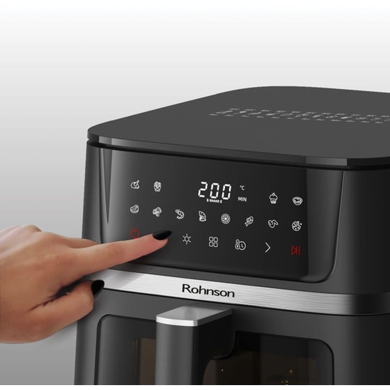 ROHNSON R-28020 με Αποσπώμενο Κάδο 2150 W 10 L Μαύρο Φριτέζα Αέρος image 3