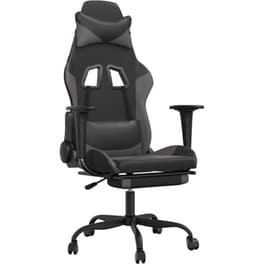 Καρέκλα Gaming VIDAXL 3143657 με Υποπόδιο από Τεχνητό Δέρμα - Μαύρο