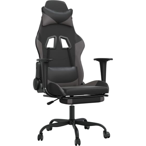Καρέκλα Gaming VIDAXL 3143657 με Υποπόδιο από Τεχνητό Δέρμα - Μαύρο image 0