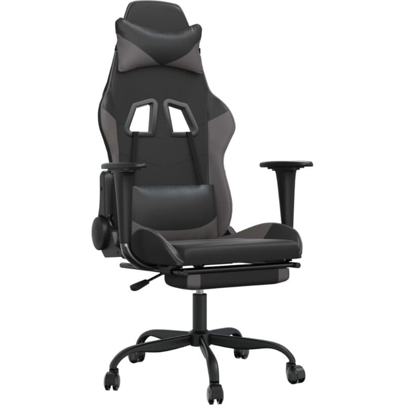 Καρέκλα Gaming VIDAXL 3143657 με Υποπόδιο από Τεχνητό Δέρμα - Μαύρο