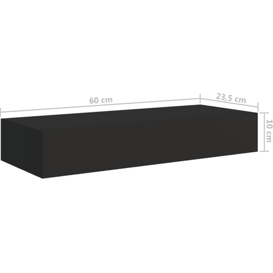 Ράφια Τοίχου VidaXL με Συρτάρια από MDF 60x23.5 cm 2 Τμχ - Μαύρο image 9