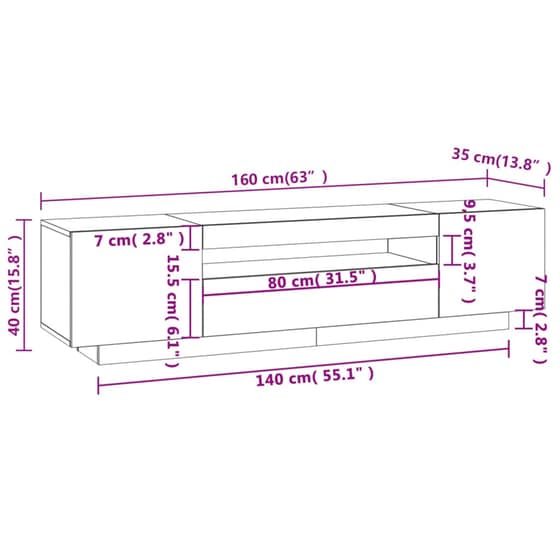Έπιπλο Τηλεόρασης VidaXL από Μοριοσανίδα 160x35x40cm - Λευκό image 9
