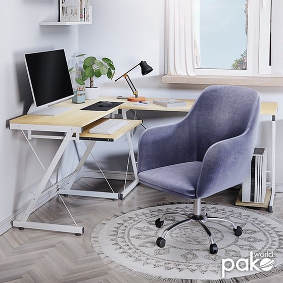 Γραφείο Γωνιακό Pakoworld Levi από MDF 158x120x73 cm - Μπεζ/Λευκό image 1