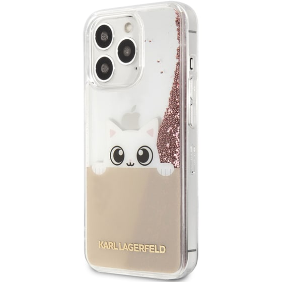 Karl Lagerfeld Liquid Glitter Case  Quot;peek A Boo Cover Quot; Θήκη Προστασίας – Iphone 13 Pro Max (clear/glitter Pink) image 5