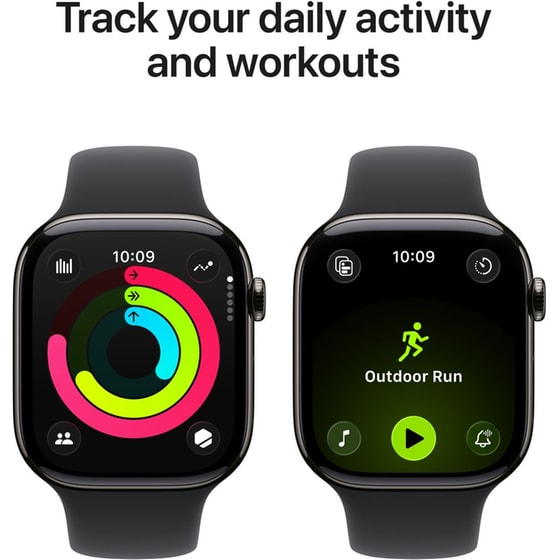 Apple Watch Series 11 GPS + Cellular 42mm Slate Titanium Case with Black Sport Band - S/M image 3