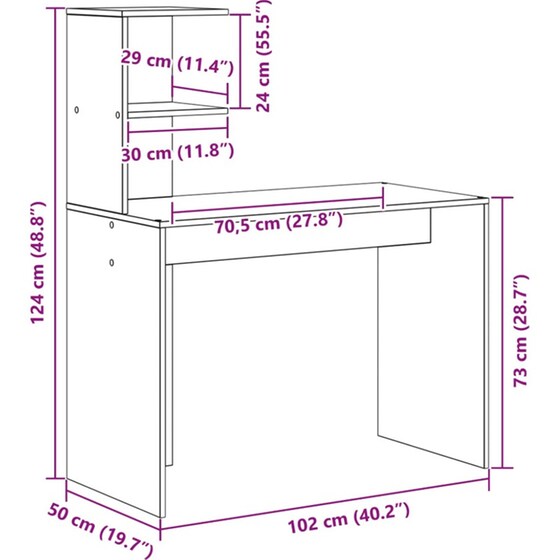 Γραφείο VidaXL 133,5x50x124 cm - Μαύρη Οξιά (2 τεμ.) image 13
