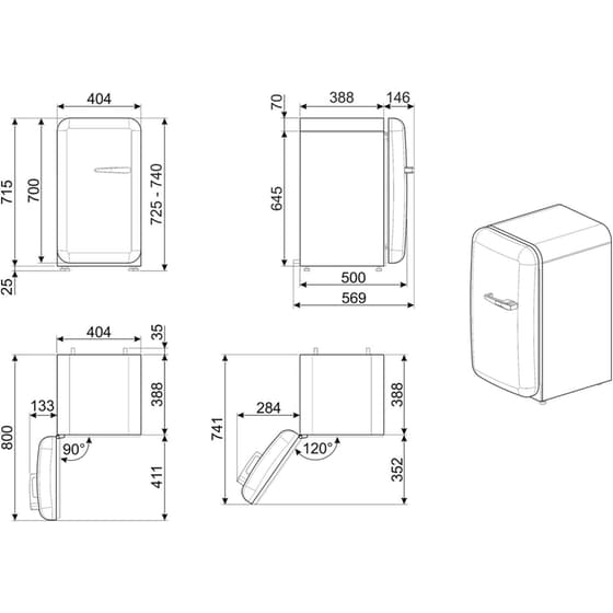 SΜΕG FAB5LRD6 34 Lt Κόκκινο Ψυγείο Mini Bar image 3