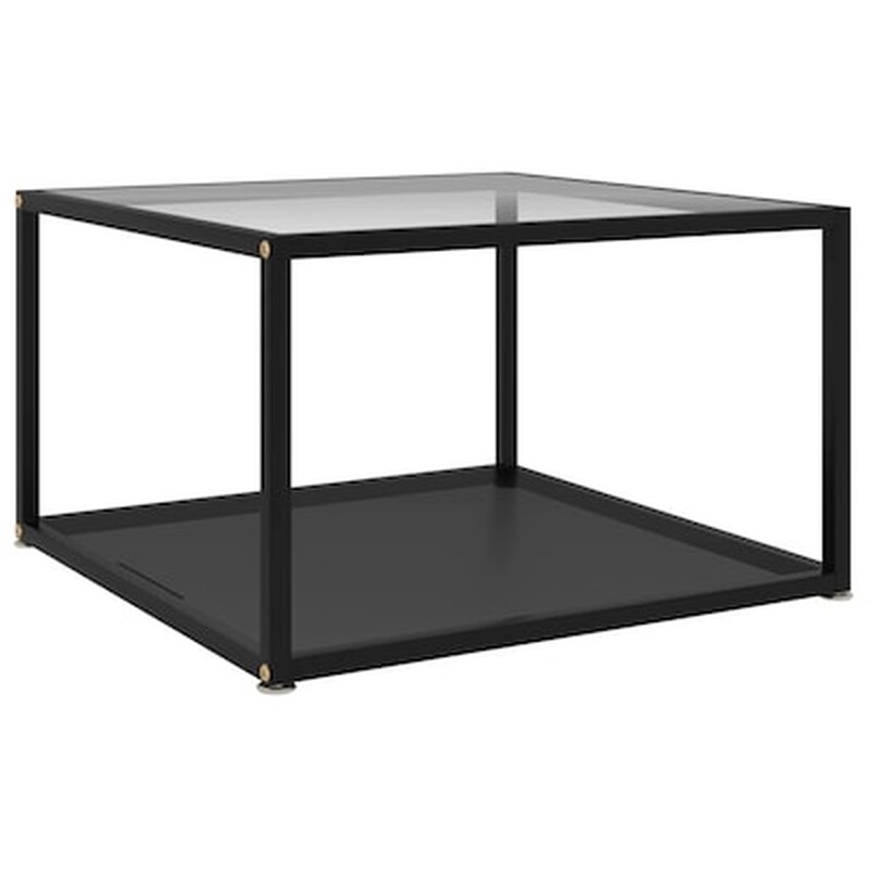 Vidaxl Τραπεζάκι Σαλονιού Διαφανές/μαύρο 60x60x35 Εκ. Από Ψημένο Γυαλί