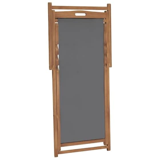 Σεζλόνγκ VidaXL Πτυσσόμενη από Ξύλο Teak/Ύφασμα 56x105x96 cm - Γκρι image 5