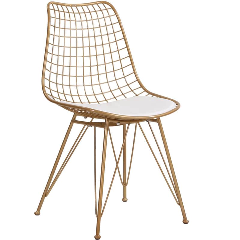 Καρέκλα Esmarket Μεταλλική Fagus Με Μαξιλάρι 49x58x83.5 cm - Χρυσό