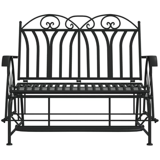 Διθέσιο Παγκάκι Κήπου VidaXL Κουνιστό Ατσάλινο 114x83x98 cm - Μαύρο image 2