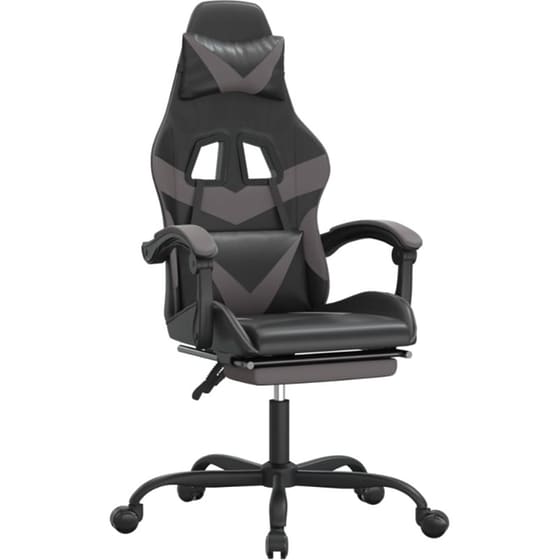 Καρέκλα Gaming VIDAXL 3143858 με Υποπόδιο από Τεχνητό Δέρμα - Γκρι image 0
