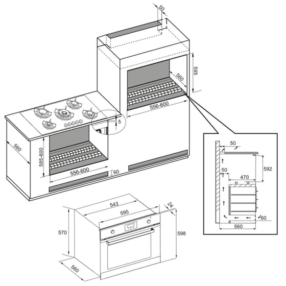 NEOX F634COGGKSS (GPL) 64 lt Inox Εντοιχιζόμενος Φούρνος Άνω Πάγκου Υγραερίου image 1