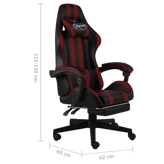 Gaming Καρέκλα VidaXL Racing από Τεχνητό Δέρμα - Μαύρη/Μπορντό image 5