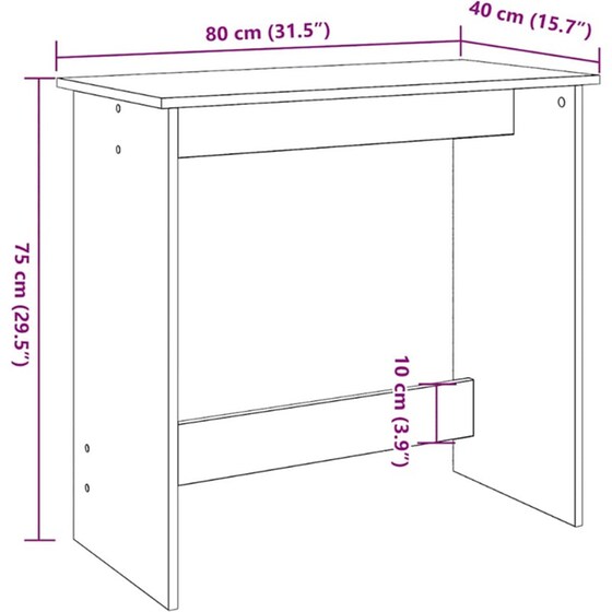 Γραφείο VidaXL από Επεξεργασμένο Ξύλο 80x40x75 cm - Καπνιστή Δρυς image 7