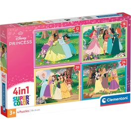 Παιδικό Σετ Παζλ Clementoni 4 in 1 Super Color Disney Princess (12/16/20/24 Κομμάτια)