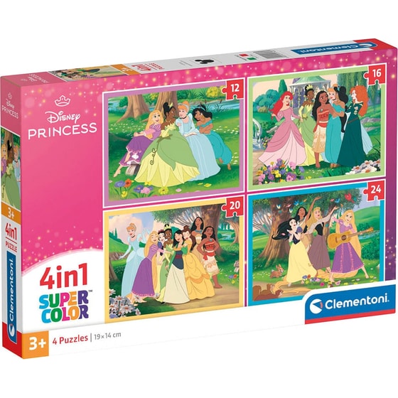 Παιδικό Σετ Παζλ Clementoni 4 in 1 Super Color Disney Princess (12/16/20/24 Κομμάτια) image 0