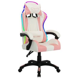 Καρέκλα Gaming VidaXL Racing LED RGB από Τεχνητό Δέρμα - Λευκή/Ροζ