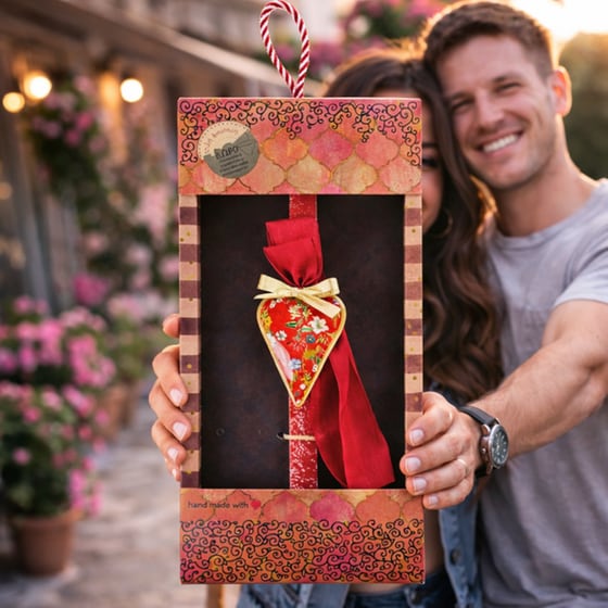 Λαμπάδα&nbsp;Synchronia&nbsp;Καρδιά&nbsp;Φλοράλ&nbsp;Κόκκινο image 4