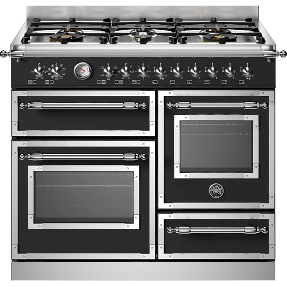 BERTAZZONI HER106L3ENET 58 / 46 / 17 Lt Μαύρο Κουζίνα Μεικτή Αερίου image 0