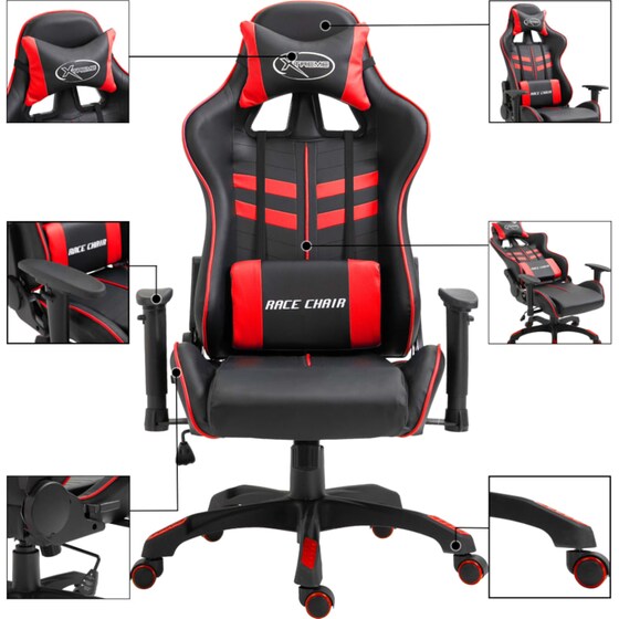 Gaming Καρέκλα VidaXL από Τεχνητό Δέρμα - Μαύρη/Κόκκινη image 1