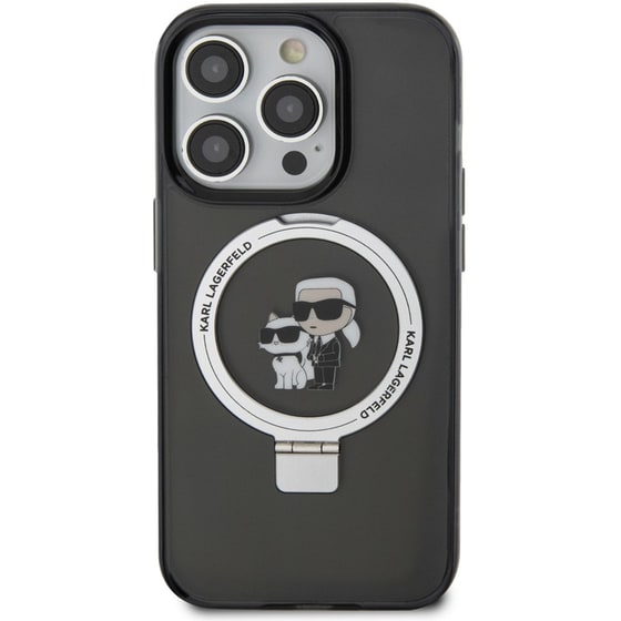 Θήκη Karl Lagerfeld iPhone 14 Pro - Karl Lagerfeld Magsafe Ringstand Case Karl & Choupette’s Head - Black image 0