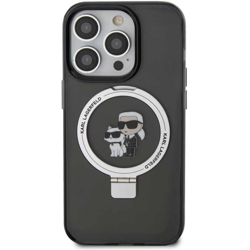 Θήκη Karl Lagerfeld iPhone 14 Pro - Karl Lagerfeld Magsafe Ringstand Case Karl Choupette’s Head - Black