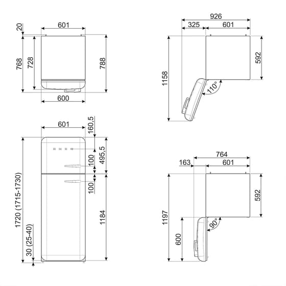 SMEG FAB30LWH6 294 Lt Λευκό Δίπορτο Ψυγείο image 9