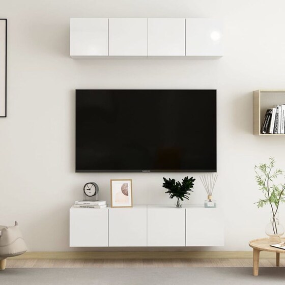 Έπιπλα Τηλεόρασης VidaXL Μοριοσανίδα 4 Τμχ 60x30x30cm - Λευκό image 1