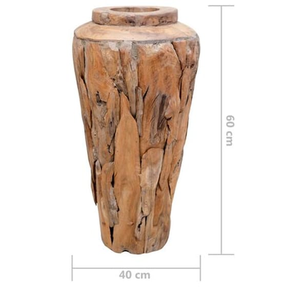 Vidaxl Βάζο Διακοσμητικό 40 X 60 Εκ. Από Μασίφ Ξύλο Teak image 3