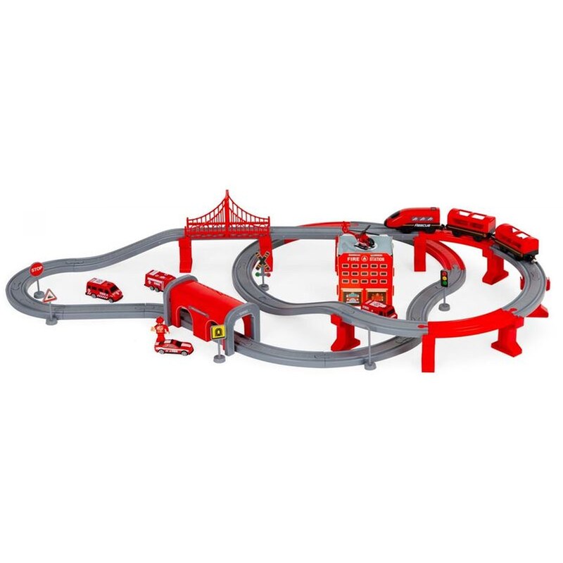 Παιδικό Παιχνίδι Ecotoys Συναρμολογούμενος Σταθμός Πυροσβεστικής, 92 Τεμαχίων Με 6 Οχήματα Διάσωσης