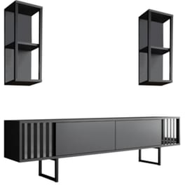 Έπιπλο Τηλεόρασης 24Mall Tricolore από Μοριοσανίδα 180x30x48 cm - Μαύρο/Ανθρακί