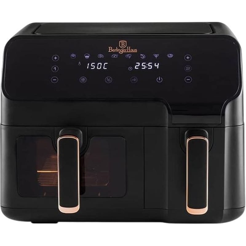 BERLINGER HAUS BERLINGER HAUS BH-9467 με 2 Αποσπώμενους Κάδους 2700 W 9 L Μαύρο Διπλή Φριτέζα Αέρος