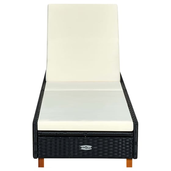Ξαπλώστρα VidaXL από Συνθετικό Ρατάν 200x55x30-72.5 cm - Μαύρη/Κρεμ image 3