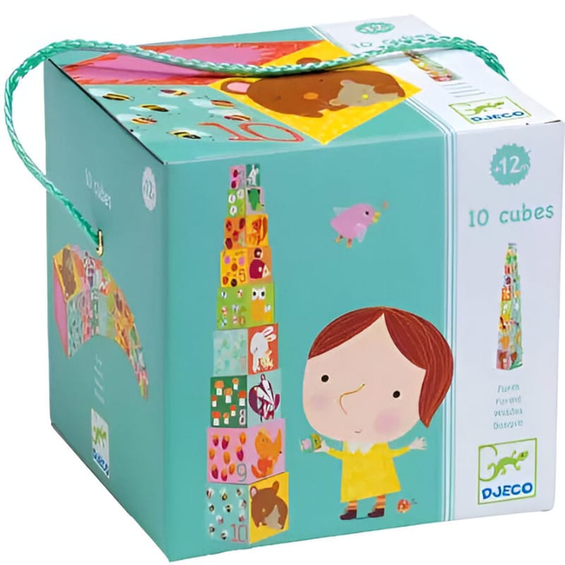 DJECO Djeco 10 Κύβοι Στοίβαξης - Αρίθμησης ζώακια Δάσους 86εκ. Ύψος