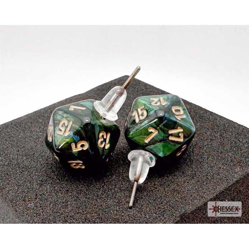 CHESSEX Καρφωτά Σκουλαρίκια Chessex Scarab Jade Mini-poly D20 - Πράσινα