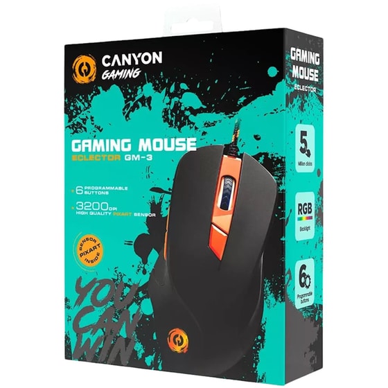 Canyon Eclector GM‑3 Ενσύρματο Ποντίκι - Μαύρο/Πορτοκαλί image 4