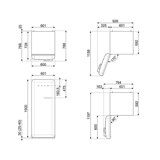 SMEG FAB28LBL6 270 Lt Μαύρο Ψυγείο Μονόπορτο image 8